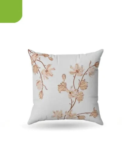 White Printed And Embroidered Cotton Cushion Cover