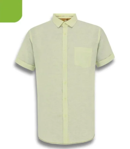 Pastel Yellow Textured Cotton Fitted-Shirt