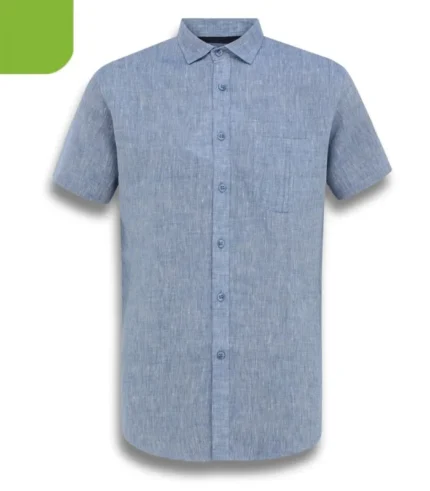 Slate Blue Cotton Fitted-Shirt